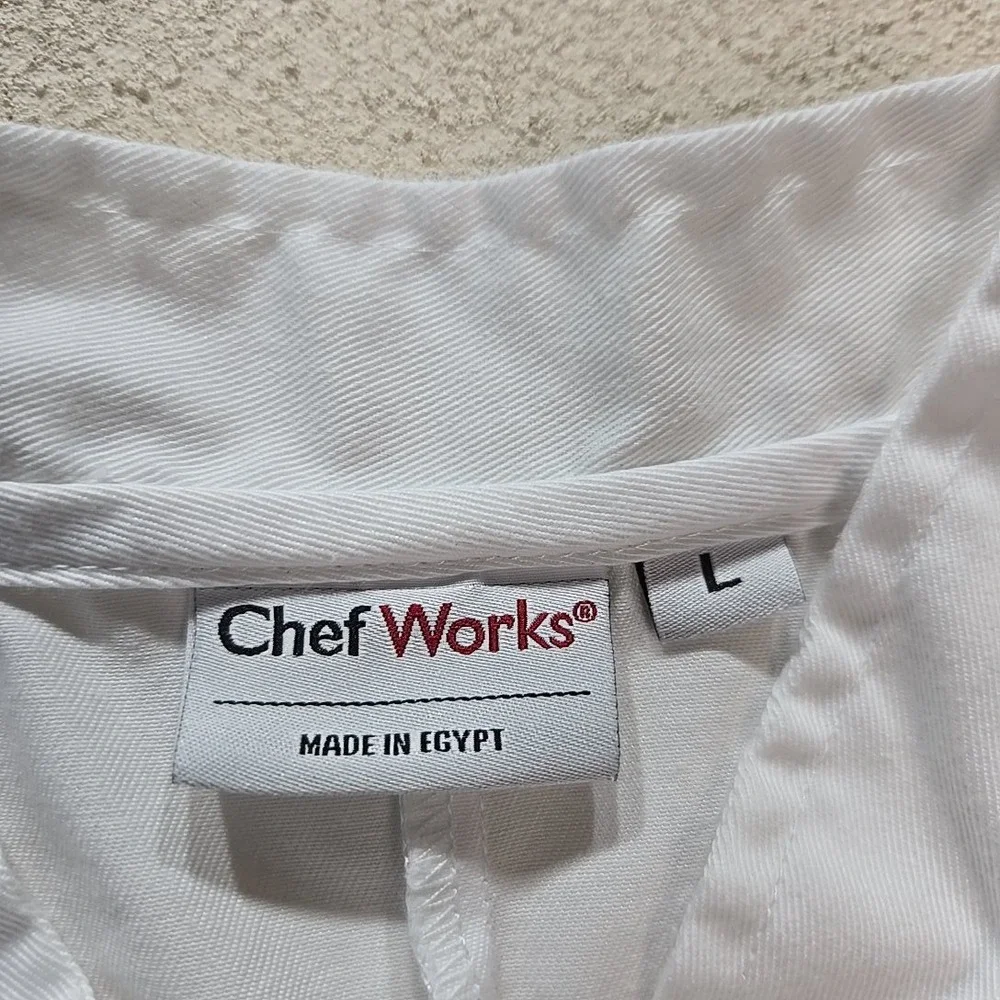 Chef Works White Double Breasted Chef Coat Mens L University‎ of Michigan Sodexo
